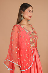 Coral Gown With Bat SleevesIMG_9470