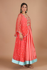 Coral Gown With Bat SleevesIMG_9471