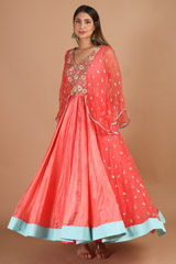 Coral Gown With Bat SleevesIMG_9473