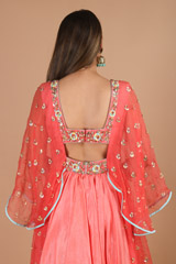 Coral Gown With Bat SleevesIMG_9474