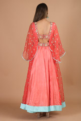 Coral Gown With Bat SleevesIMG_9476