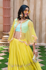 Lime Organza Cape Lehenga_DSC7539-Edit
