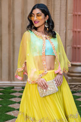 Lime Organza Cape Lehenga_DSC7551-Edit