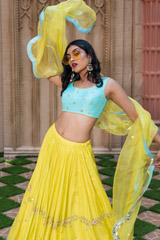 Lime Organza Cape Lehenga_DSC7610-Edit