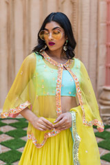 Lime Organza Cape Lehenga_DSC7648-Edit