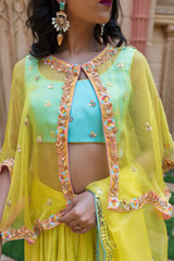 Lime Organza Cape Lehenga_DSC7667-Edit
