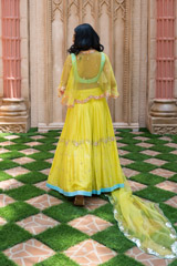 Lime Organza Cape Lehenga_DSC7672-Edit