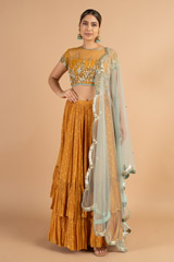 Mustard Foil Printed Kali LehengaDSC01070