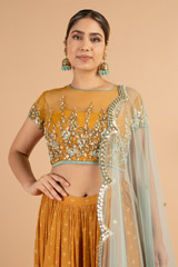 Mustard Foil Printed Kali LehengaDSC01071