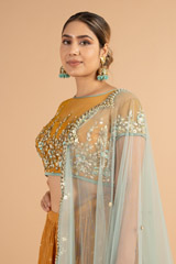 Mustard Foil Printed Kali LehengaDSC01072