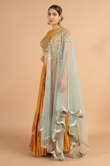 Mustard Foil Printed Kali LehengaDSC01073