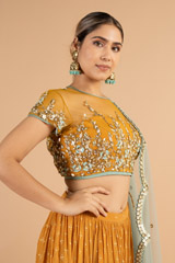 Mustard Foil Printed Kali LehengaDSC01076