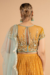 Mustard Foil Printed Kali LehengaDSC01080