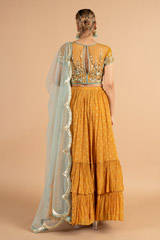Mustard Foil Printed Kali LehengaDSC01081