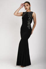 Black Grape Leaf Gown