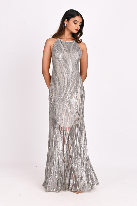 Silver Embellished Gown