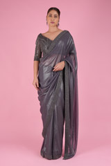 Grey Embellished Saree Set