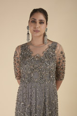 Grey Embellished Gown_DTR2657