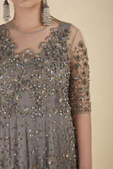 Grey Embellished Gown_DTR2659