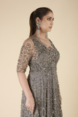 Grey Embellished Gown_DTR2661
