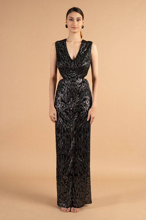 Black Sequins Gown