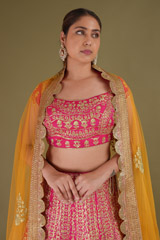 Pink Golden Dori LehengaDSC09674