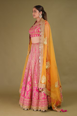 Pink Golden Dori LehengaDSC09676