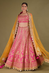 Pink Golden Dori LehengaDSC09680