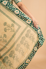 Beige and  Green SareeDSC00692