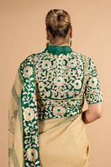 Beige and  Green SareeDSC00693