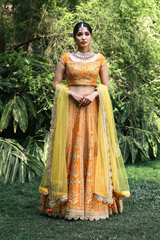 Orange Golden Dori Lehenga