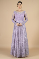 Lavender Embroidered Net Gown