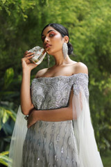 Grey Off Shoulder GownIMG_3856