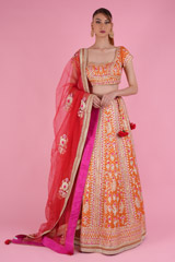 Orange Brocade Gota Lehenga
