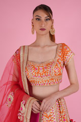Orange Brocade Gota LehengaDSC09299