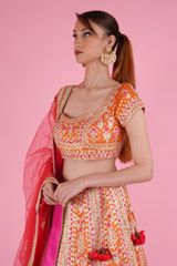 Orange Brocade Gota LehengaDSC09300