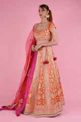 Orange Brocade Gota LehengaDSC09301