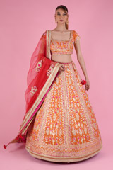 Orange Brocade Gota LehengaDSC09305