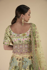 Green Embroidered Lehenga_DTR0380