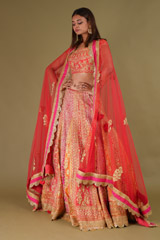 Red Silk Embroidered LehengaDSC09686