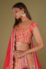 Red Silk Embroidered LehengaDSC09690