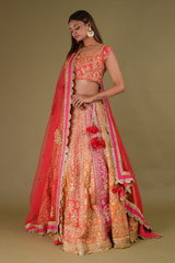 Red Silk Embroidered LehengaDSC09691