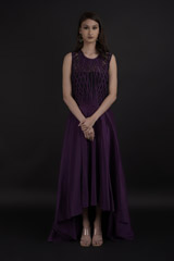 Aubergine Silk High Low Gown407_video