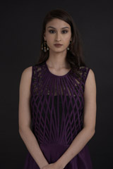 Aubergine Silk High Low Gown_DTR9784