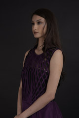 Aubergine Silk High Low Gown_DTR9787