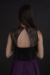 Aubergine Silk High Low Gown_DTR9792