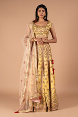 Yellow Pink Zardozi Lehenga
