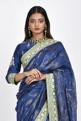 Blue Chanderi Jaal Saree_SUB7601