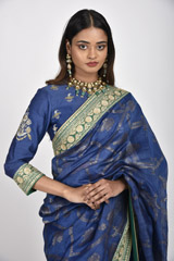 Blue Chanderi Jaal Saree_SUB7613