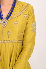 Yellow Chanderi Pleated Kurta SetDSC_3450